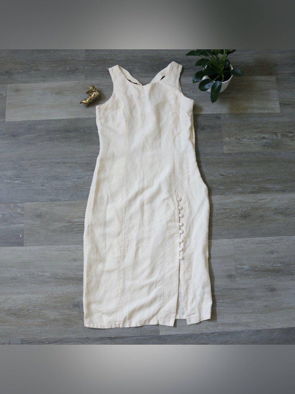 Jennifer Eden cream off white midi length dress